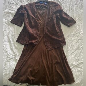 JH Collectibles Brown Dress with Lace Jacket